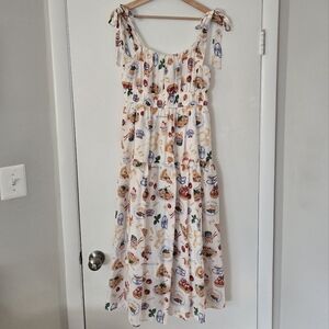 Blu Pepper Food Print Tiered Midi Dress Size Large